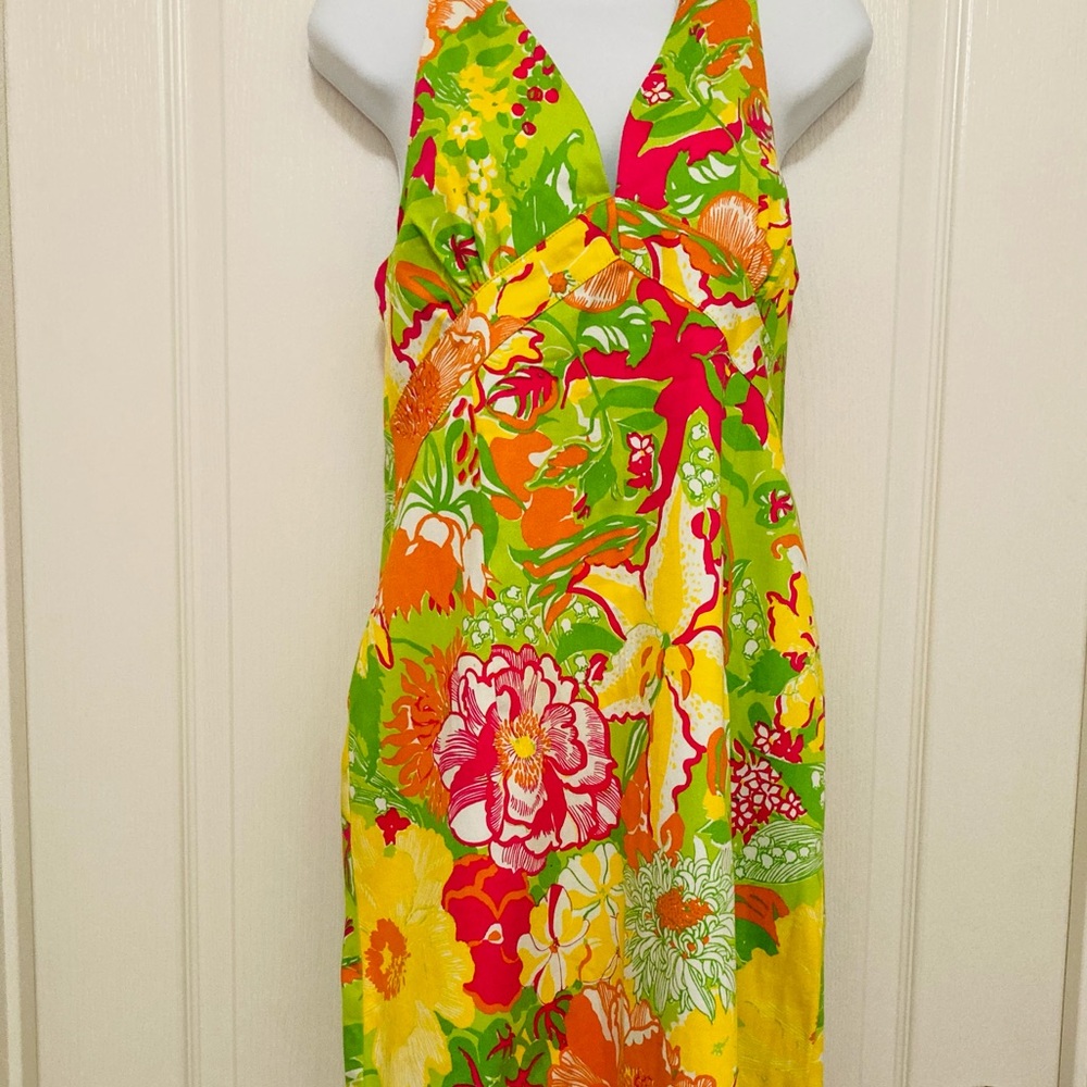 Key West Designers Dress ! SZ 6-8 Floral Halter Dress Cotton! New Original $129